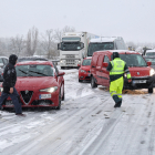 Nieve en la Autovía de la Ruta de la Plata (Salamanca). -ICAL