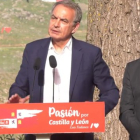 El ex presidente del Gobierno, José Luis Rodríguez Zapatero, habla de las fosas comunes en un acto en Segovia acompañado del secretario general del PSCyL, Luis Tudanca