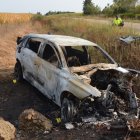 Estado en el que quedó el coche tras el brutal choque contra un muro en el accidente de León.