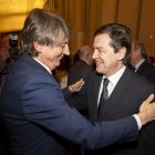 El alcalde de Soria, Carlos Martínez Mínguez, con el presidente de la Junta, Alfonso Fernández Mañueco