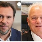 Óscar Puente, ministro de Transportes y Movilidad Sostenible, y Eddie Wilson, CEO de Ryanair.