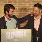 Gallardo y Abascal, en la noche electoral el 13 de febrero de 2022 en Valladolid.