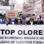 Manifestación contra la proliferación de macrogranjas y plantas de biogás en Castilla y León celebrada en Valladolid el 22 de marzo.