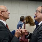 El delegado para el Corredor Atlántico y Redes Complementarias Luis Fuentes, El comisionado del Gobierno de España para el Corredor Atlántico, José Antonio Sebastián, y el comisionado del Gobierno de España para el Corredor Atlántico, José Antonio Sebastián