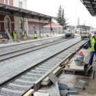 Obras del AVE en la estación de Palencia.