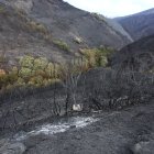 Efectos del incendio que ha afectado al municipio de Oencia (León)