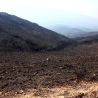 Efectos del incendio iniciado en la localidad de Yeres (León), y que ha afectado al paraje de Las Médulas