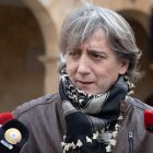 El secretario autonómico del PSOE, Carlos Martínez Mínguez, comparece ante los medios de comunicación este lunes en Soria.