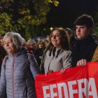 La alcaldesa de Palencia, Miriam Andrés, en la protesta contra Adif y para exigir el soterramiento.