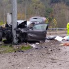 Accidente de tráfico con un atrapado en la A-6, en un punto próximo a la entrada del túnel de Villafranca sentido Madrid