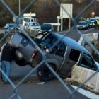 Estado del vehículo después de uno de los accidentes en Palencia.