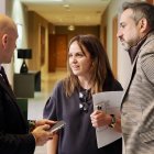 Carlos Menédez, Patricia Gómez Urbán y David Hierro, en una imagen de archivo antes de una junta de portavoces.