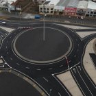 Nueva glorieta en la N-120 de acceso a Trobajo del Camino