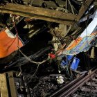 Imagen de uno de los trenes de Rodalies que se descarrilaron en Barcelona