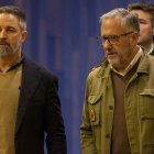 Santiago Abascal y Carlos Pollán en el acto de presentación de candidatos de VOX al 15-M.