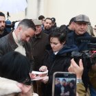 El presidente de Vox, Santiago Abascal, ofrece declaraciones a la prensa, en el Mirador del Alcázar de Toro (Zamora).