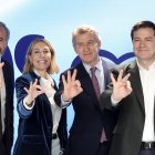 Azcón, Guardiola, Feijóo y Mañueco en la sede del Partido Popular