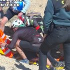 Auxilio del ciclista accidentado en Campillo de Aranda
