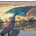 El mural firmado por Zorrino fusiona imaginario marino y pasado industrial, una de las obras más impactantes del recorrido artístico de La Robla
