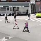 Pelea entre los ultras de Éibar y la Cultural Leonesa en León