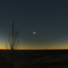 Representación de como se va a poder ver el eclipse desde Rueda