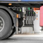 Un camión en la gasolinera Galp en la carretera la A-6, en Lugo, en Guitiriz, donde se citaron el empresario Jorge Dorribo, el exministro José Blanco y el primo de éste, Manuel Bran. Horizontal. Caso Campeón