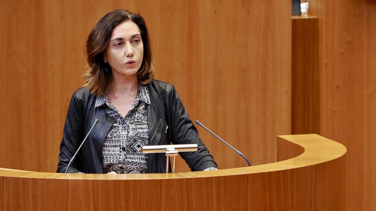 La procuradora de UPL, Alicia Gallego, durante el pleno de las Cortes de Castilla y León de este miércoles