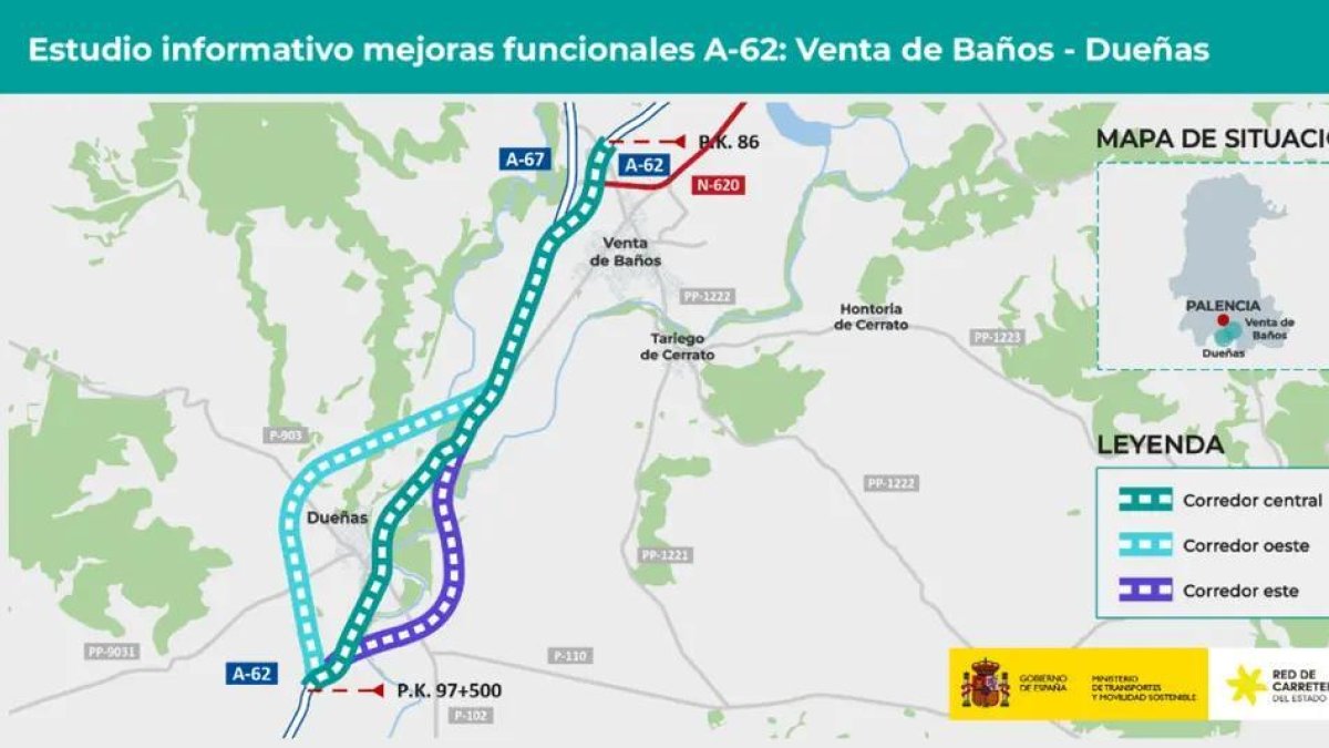 Infografía del tercer carril de Venta de Baños a Dueñas