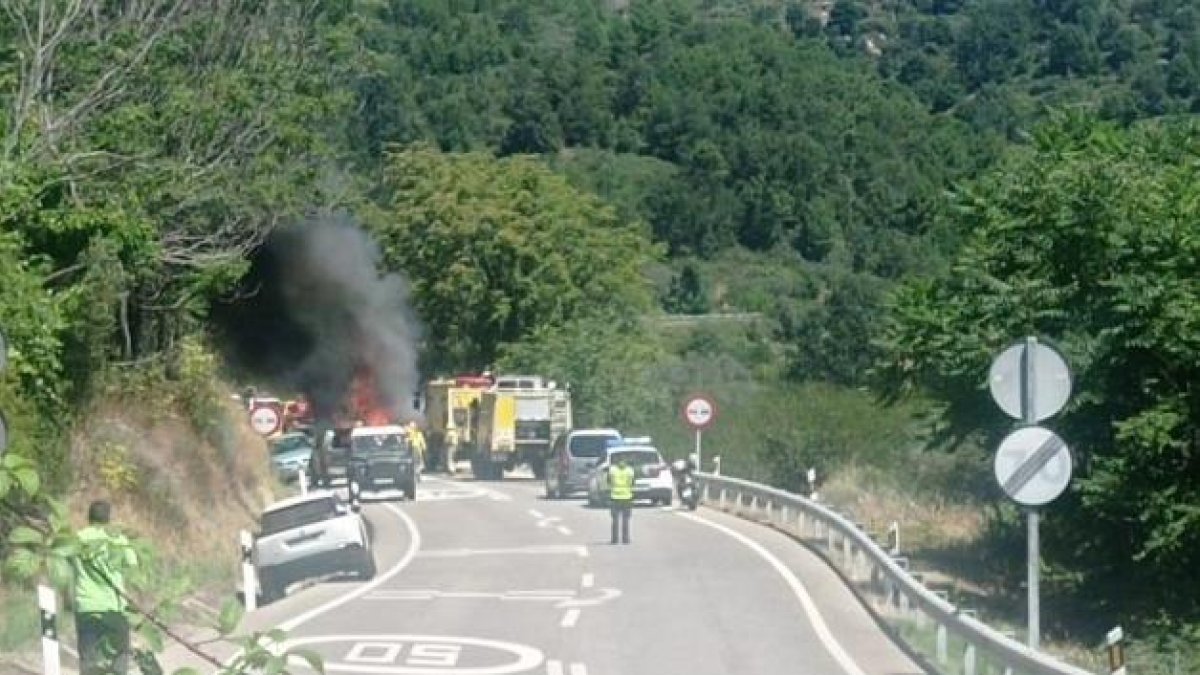 Imagen del corte de carretera. EUROPA PRESS