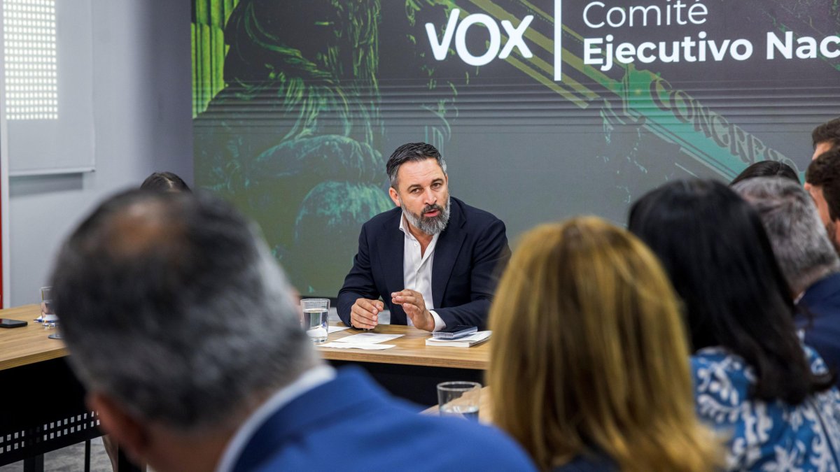 Santiago Abascal en el Comité Ejecutivo Nacional de VOX en Madrid