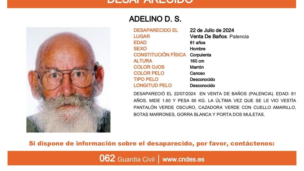 Adelino D.S., desaparecido en Venta de Baños (Palencia).