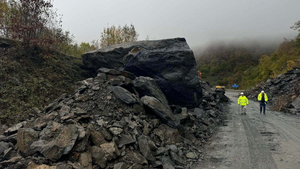 Obras del argayo de la AP-66 entre León y Asturias.