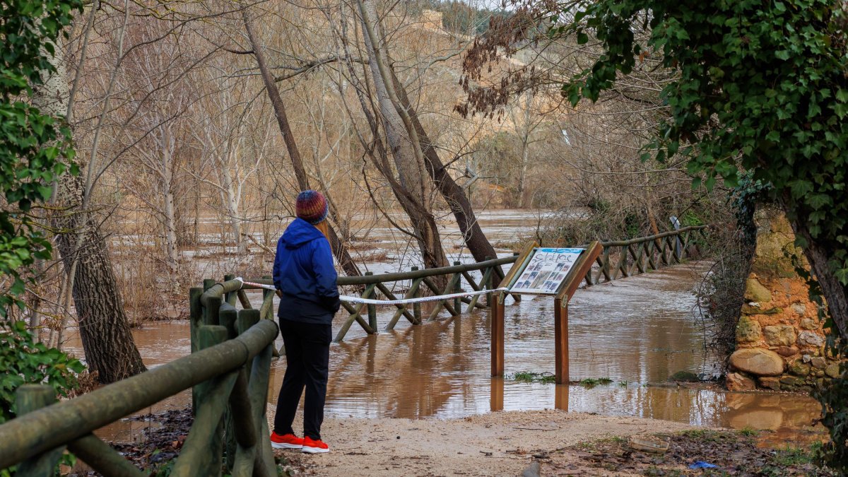 Crecida del río Duero a su paso por Soria capital