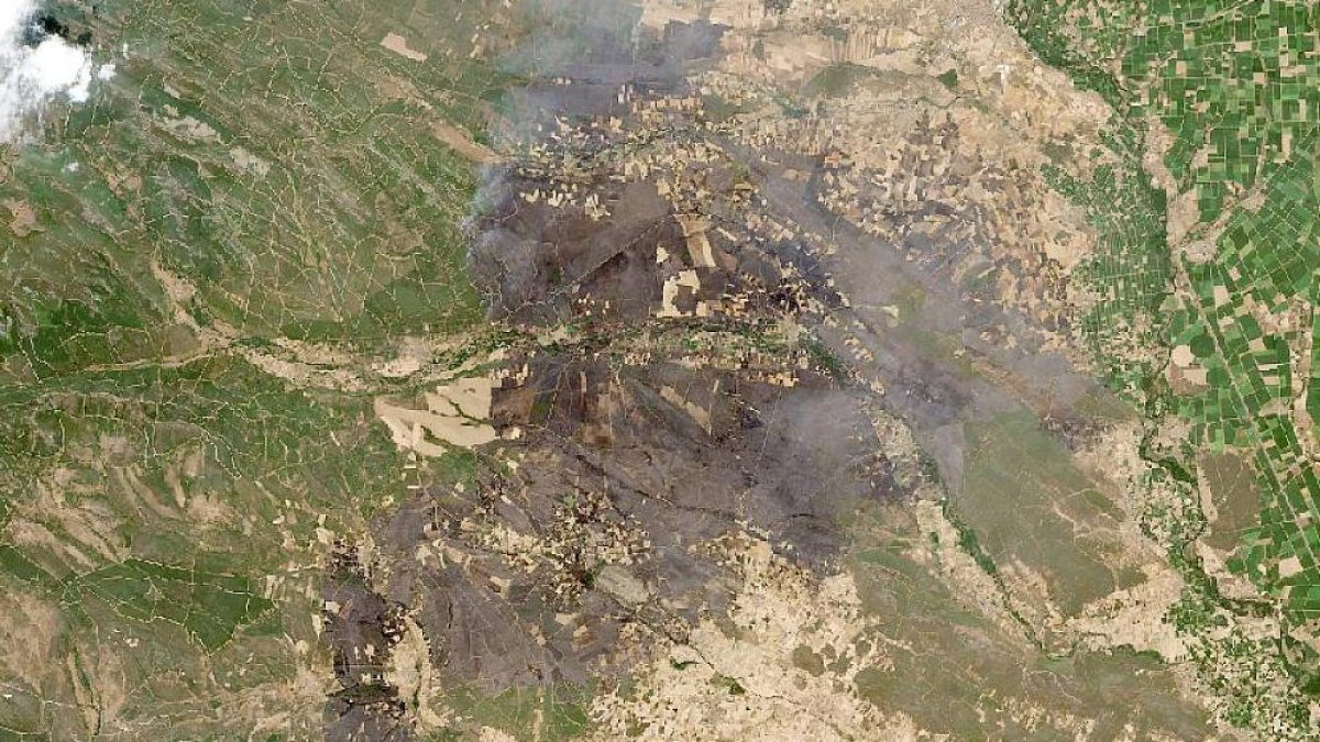 Imagen vía satélite del perímetro del incendio de Molezuelas.