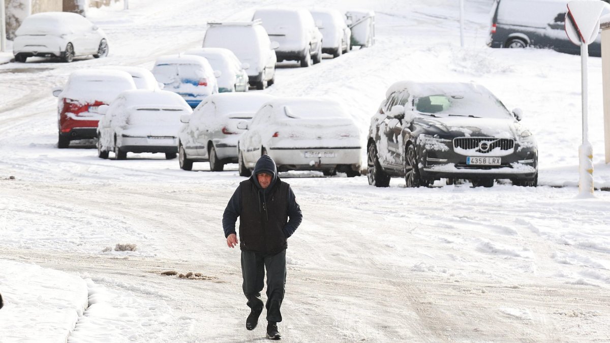 Temporal de nieve en Guijuelo, en Salamanca, por la borrasca Ingrid
