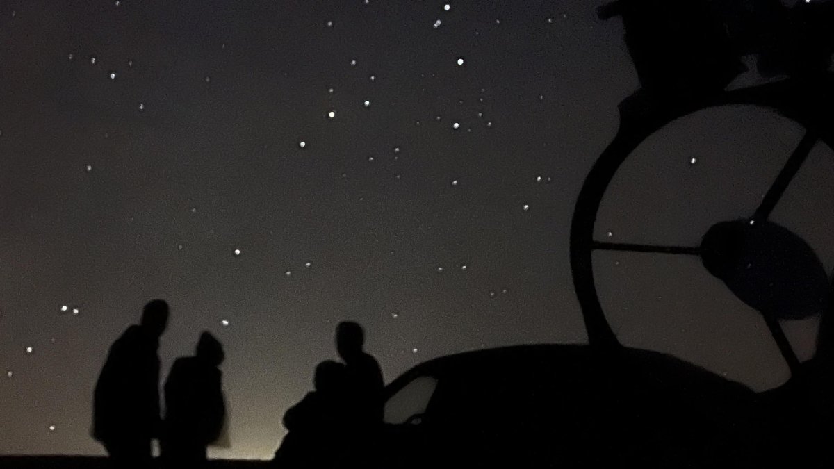 Personas viendo el cielo por la noche