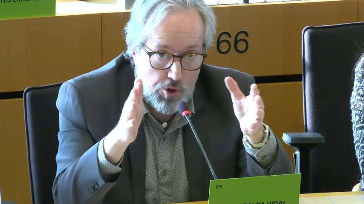 Juan Carlos Girauta durante su intervención en el Parlamento europeo.