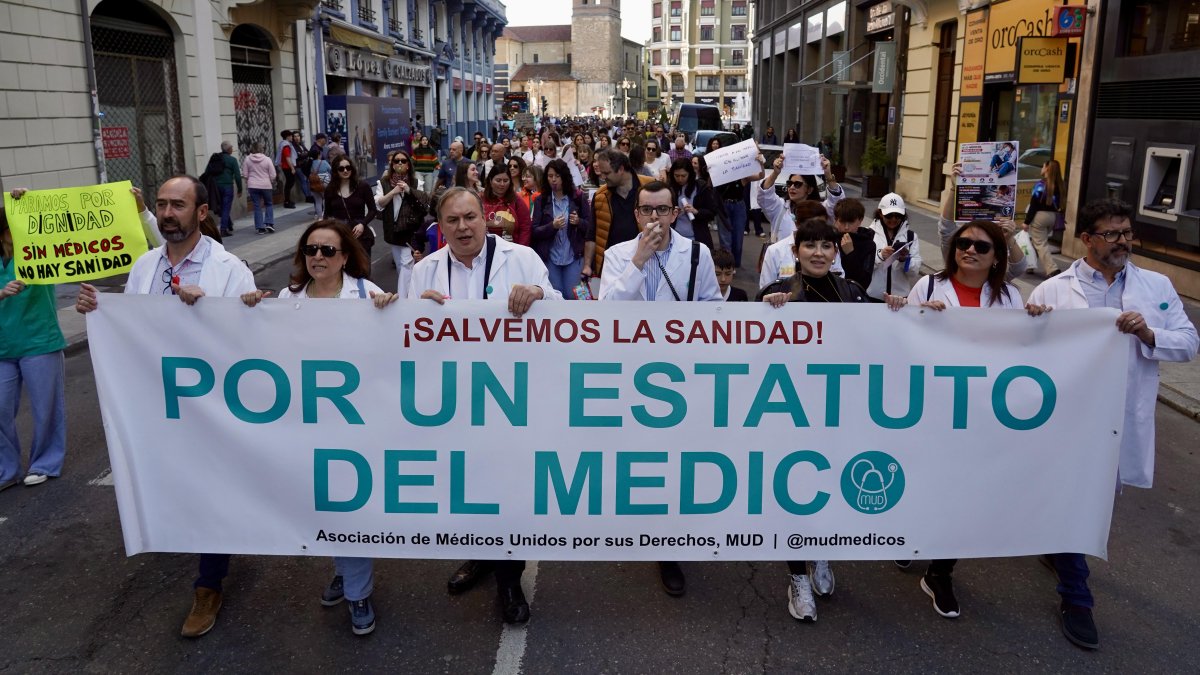 Manifestación con motivo de la huelga médica a nivel nacional en León, en una imagen de archivo