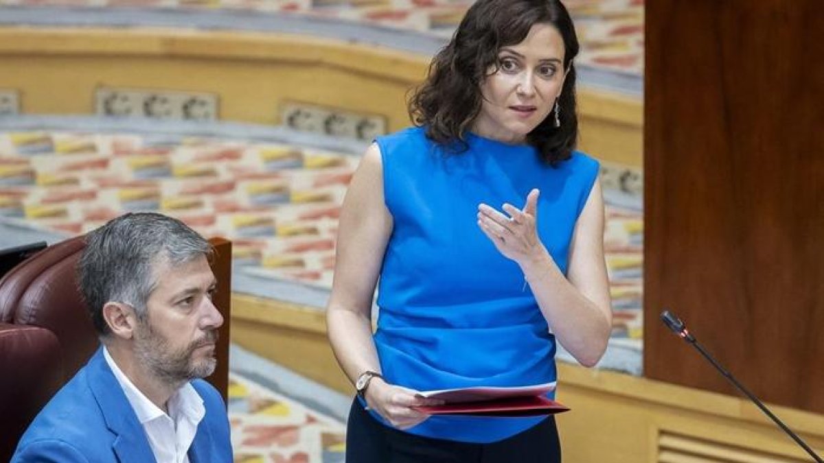 Intervención de Isabel Díaz Ayuso en la Asamblea de Madrid.