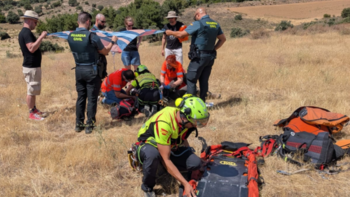 Rescate de un parapentista herido tras un accidente durante el aterrizaje en Tórtoles