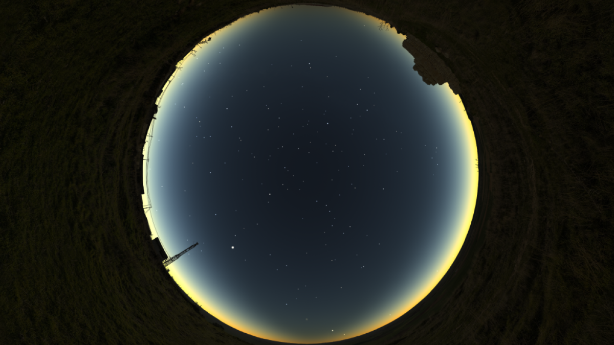 Vista de ojo de pez de la localización para el eclipse en Ureña