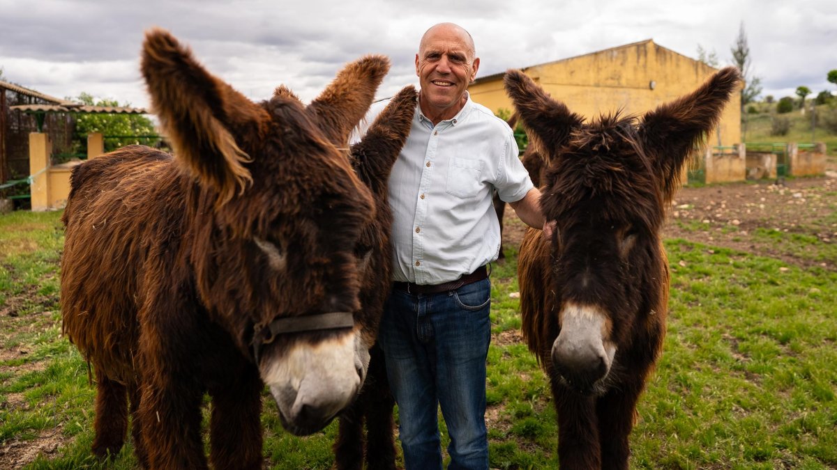 Jesús de Gabriel, con dos burros