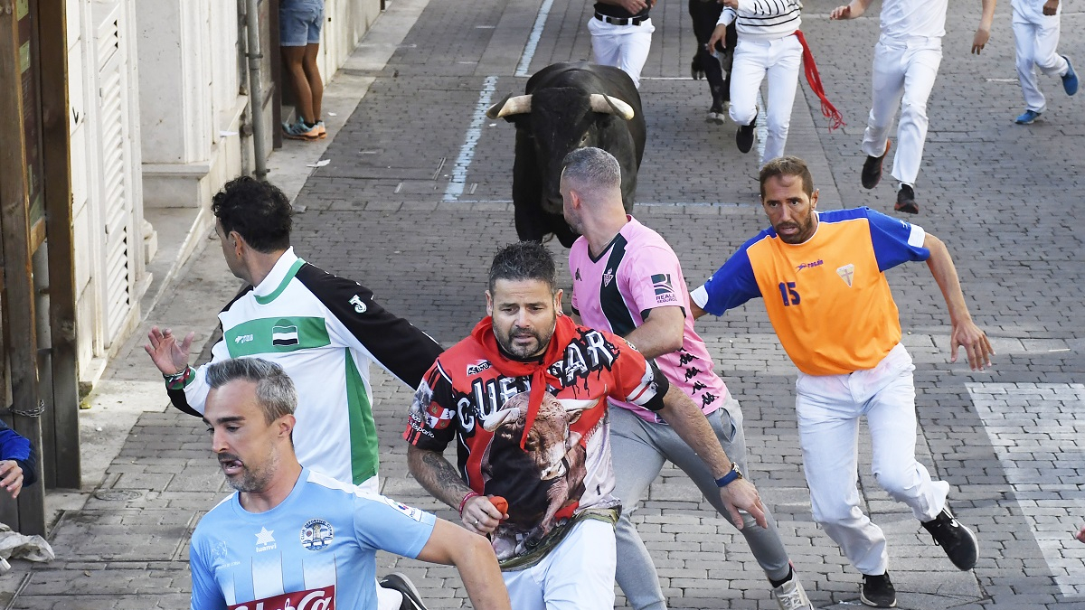 La villa de Cuéllar celebra el primer encierro de las Fiestas en honor a la Virgen del Rosario 2023, con toros de la ganadería jienense de Aráuz de Robles.- ICAL