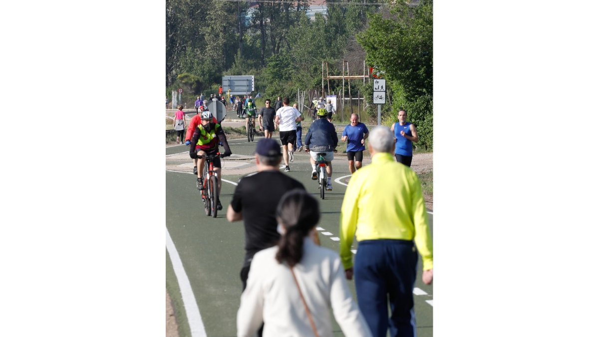 Gente haciendo deporte por el carril bici hacia el pinar. -JUAN MIGUEL LOSTA
