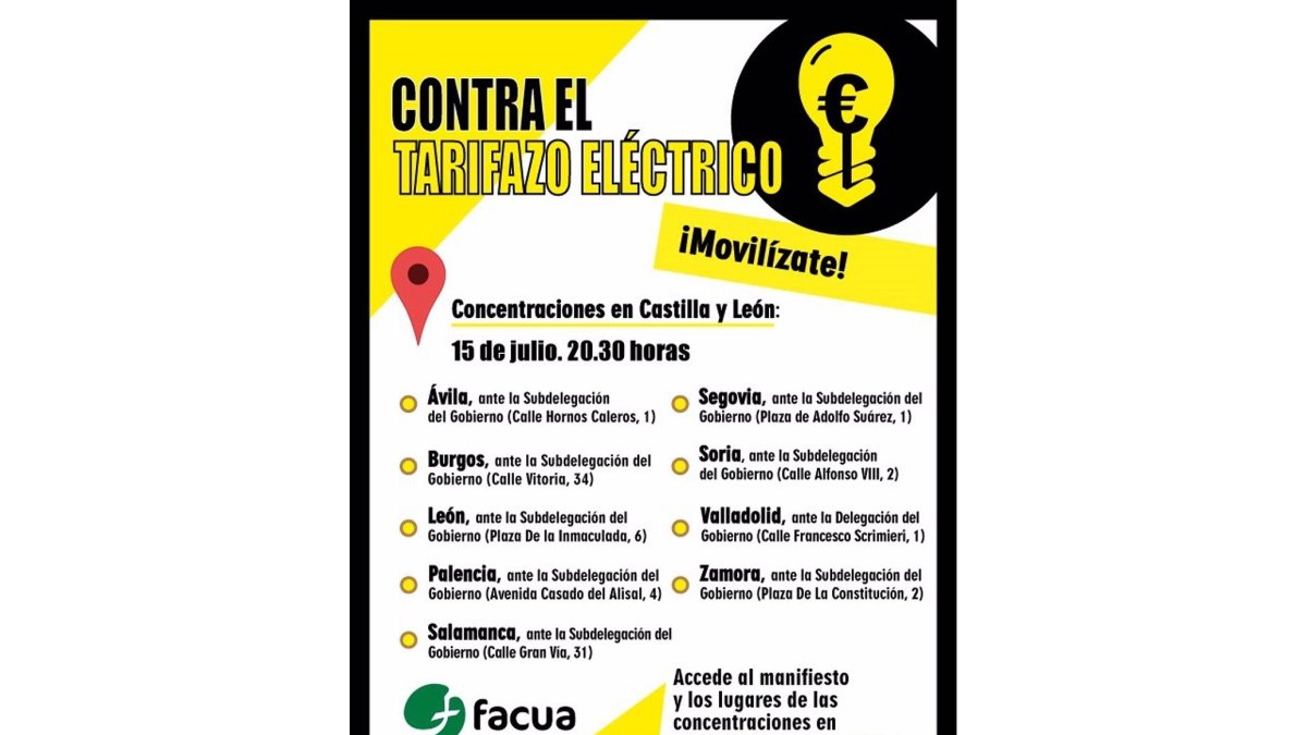 Cartel convocatoria concentraciones. - FACUA - EUROPA PRESS