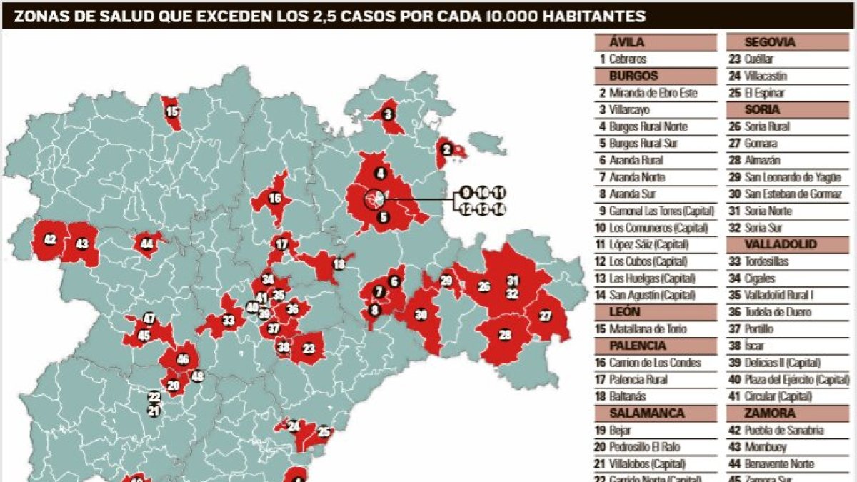 Mapa de zonas de salud. - E. M.