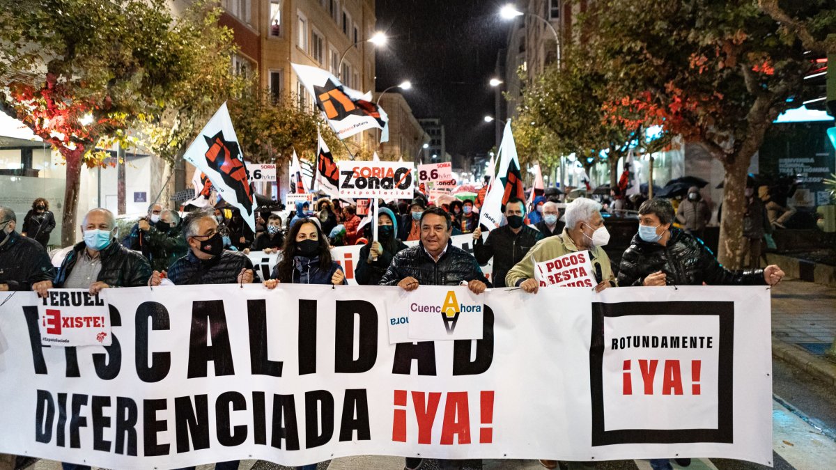 Un momento de la manifestación en Soria. ICAL
