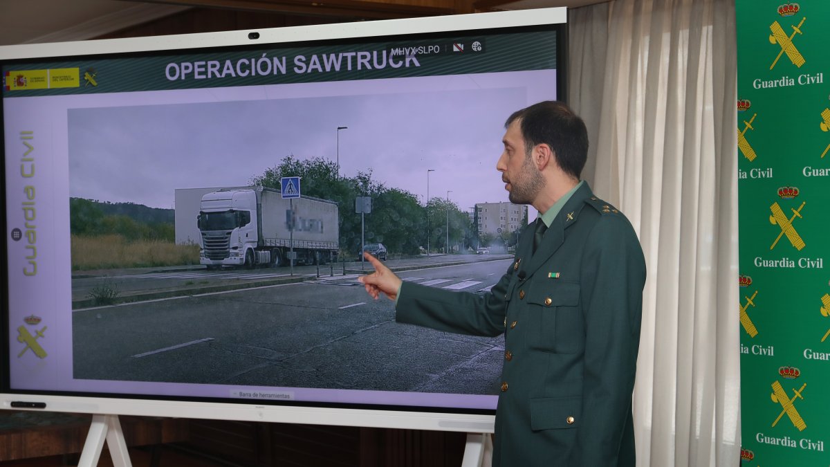 Presentación de la operación Sawtruck llevada a cabo en Palencia por la Guardia Civil contra una organización criminal. ICAL