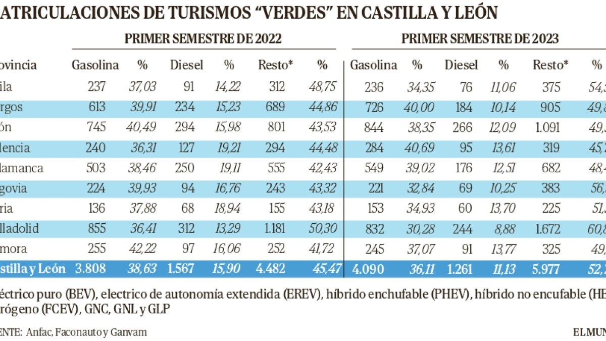 Matriculaciones de turismos 'verdes' en la comunidad.- E.M.