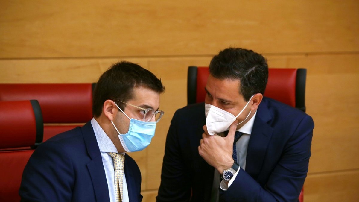 Raúl de la Hoz, del PP, durante la Junta de Portavoces. -ICAL